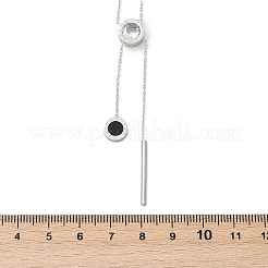 304 Stainless Steel Crystal Rhinestone Flat Round Pendant Y Necklaces&nbsp;NJEW-V001-03P