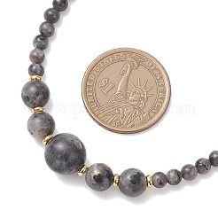 Natural Larvikite Round Graduated Beaded Necklaces&nbsp;NJEW-JN05654-03