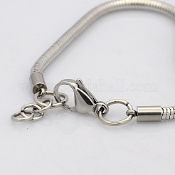 Tarnish Resistant 304 Stainless Steel European Style Round Snake Chains Bracelets&nbsp;BJEW-N233-03