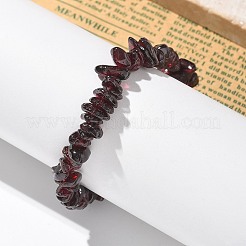 Chips Natural Garnet Beaded Stretch Bracelets&nbsp;X-BJEW-JB01826-09