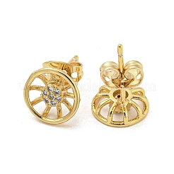 Brass Micro Pave Cubic Zirconia Stud Earrings&nbsp;EJEW-P261-36G