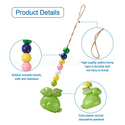 4Pcs 4 Style Easter Theme Plastic Hen & Rabbit Pendant Decorations&nbsp;HJEW-CF0001-16B