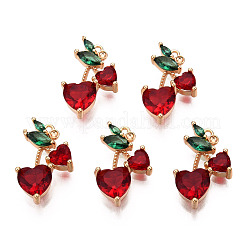 DanLing Jewelry 10Pcs Brass Dark Red & Green Cubic Zirconia Pendants&nbsp;ZIRC-DL0001-01