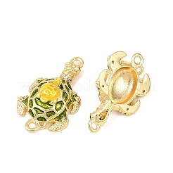 Brass Micro Pave Clear Cubic Zirconia Tortoise Connector Charms&nbsp;KK-F931-05G