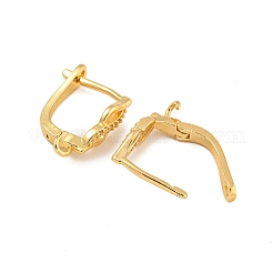 Rack Plating Brass Micro Pave Clear Cubic Zirconia Hoop Earrings Findings&nbsp;KK-F876-21G