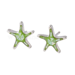 Brass Enamel Starfish Stud Earrings&nbsp;EJEW-I322-02P