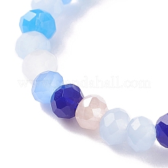 Glass Beaded Stretch Finger Ring with Cube for Women&nbsp;X-RJEW-JR00431