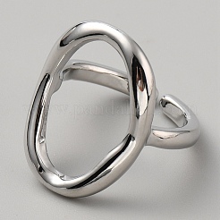 Hollow Oval Alloy Open Cuff Ring&nbsp;RJEW-WH0002-20