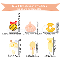 36 Pcs 6 Style Opaque Resin Cabochons&nbsp;CRES-SC0001-83