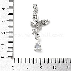 Brass Micro Pave Clear Cubic Zirconia Pendants&nbsp;KK-A299-10P