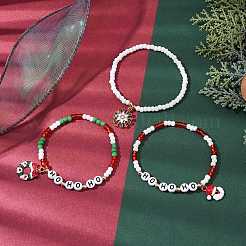 3Pcs Glass Stretch Bracelet Sets&nbsp;BJEW-MZ00106