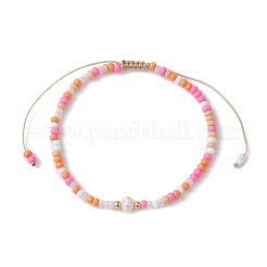Natural Pearl & Glass Seed Braided Bead Bracelets&nbsp;BJEW-JB09532