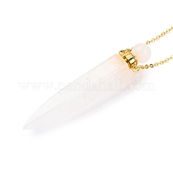 Natural Quartz Crystal Rock Crystal Bullet Shaped Perfume Bottle Pendant Necklaces&nbsp;G-B089-02G-01