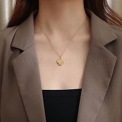 Natural Rose Quartz Rhombus Pendant Necklace with Brass Chains&nbsp;LS-VW7781-1