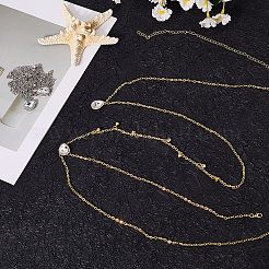2Pcs 2 Colors Teardrop Alloy Clear Cubic Zirconia Tassel Sexy Body Chains&nbsp;AJEW-CY0001-26
