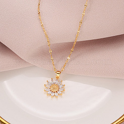 Glass Sunflower Pendant Necklaces&nbsp;WG43941-01