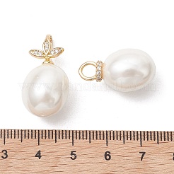 Brass Micro Pave Cubic Zirconia with Shell Pearl Pendants&nbsp;PALLOY-JF05349