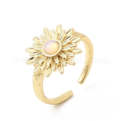 Brass Resin Cuff Rings for Women&nbsp;RJEW-K312-06G