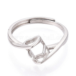 Rhodium Plated 925 Sterling Silver Engagement Solitaire Ring Settings&nbsp;STER-T008-16P