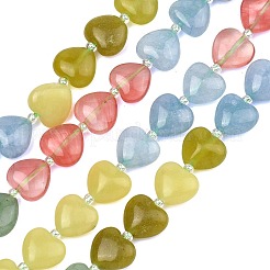 Gradient Color Cherry Quartz Glass & Natural Dyed White Jade & Lemon Jade & Green Aventurine Beads Strands&nbsp;G-B185-A15