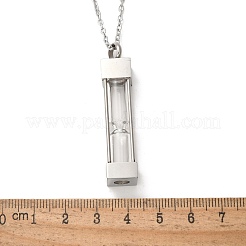 Glass Hourglass Rectangle Pet Memorial Keepsake Urn Ashes Pendant Necklaces&nbsp;NJEW-P326-01P