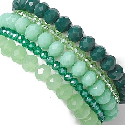5Pcs 5 Styles Faceted Round Glass Beaded Stretch Bracelet Sets&nbsp;BJEW-JB10423-06