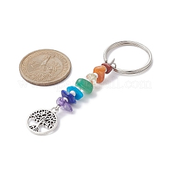 Chakra Natural Gemstone Chips Keychains&nbsp;KEYC-JKC00550-01