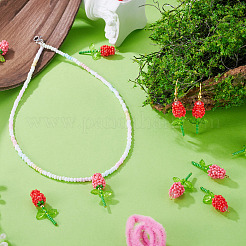 8Pcs 2 Colors Glass Seed Beaded Rose Pendants&nbsp;PALLOY-TA00352