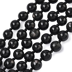 Natural Black Silver Line Jasper Beads Strands&nbsp;G-L650-K01-01