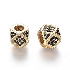 Brass Micro Pave Cubic Zirconia Beads&nbsp;ZIRC-L088-01A-G