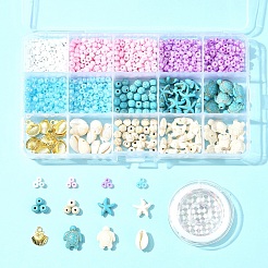 DIY Synthetic Turquoise & Seed Beads Bracelets Making Kits&nbsp;DIY-FS0007-01