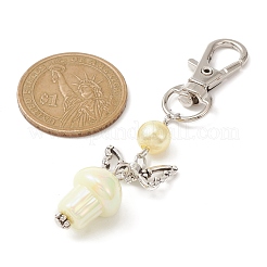 UV Plating Rainbow Iridescent Opaque Acrylic Mushroom Pendant Decoration&nbsp;HJEW-JM01176
