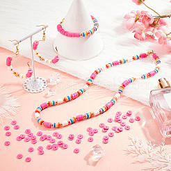 10 Strands Flat Round Handmade Polymer Clay Beads&nbsp;CLAY-PH0001-44V