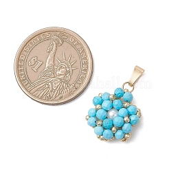 Dyed Natural Magnesite Faceted Round Cluster Flower Pendants&nbsp;PALLOY-MZ01197-05