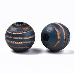 Painted Natural Wood Beads&nbsp;WOOD-T021-54B-03
