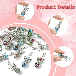 20Pcs 5 Colors Angel Glass Acrylic Pendants&nbsp;HJEW-FS00016