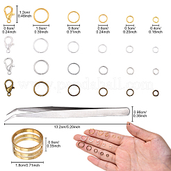 Iron Open Jump Rings & Lobster Claw Clasps & Brass Rings & Iron Beading Tweezers Finding Kits&nbsp;DIY-YW0017-54