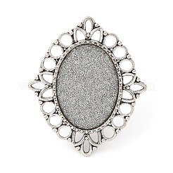 Vintage Adjustable Iron Flower Finger Ring Components Alloy Cabochon Bezel Settings&nbsp;X-PALLOY-O036-03AS