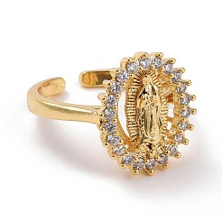 Adjustable Brass Micro Pave Clear Cubic Zirconia Cuff Rings&nbsp;KK-K258-36G-RS