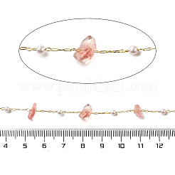 Handmade Cherry Quartz Glass Chip Beaded Chains&nbsp;CHC-F020-02G-03