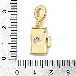 Brass Pave Clear Cubic Zirconia European Dangle Charms&nbsp;KK-C137-15G