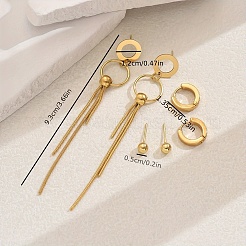 Stainless Steel Ring Tassel Earrings Sets&nbsp;LS-OV1980-1