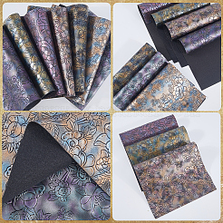 7PC 7 Colors Flower Pattern Imitation Leather Fabrics&nbsp;DIY-CL0001-49