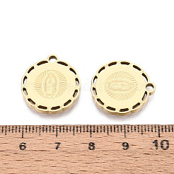 Religion 304 Stainless Steel Flat Round Pendants&nbsp;STAS-T073-04G