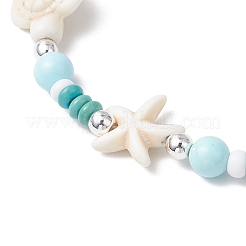 3Pcs Dyed Synthetic Turquoise & Natural Howlite Beads Bracelets for Women&nbsp;BJEW-JB11794