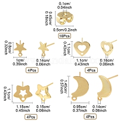 16Pcs 4 Styles 304 Stainless Steel Stud Earring Findings&nbsp;STAS-FS0001-85G