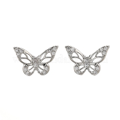 Butterfly Brass Micro Pave Cubic Zirconia Ear Studs&nbsp;EJEW-D304-34P