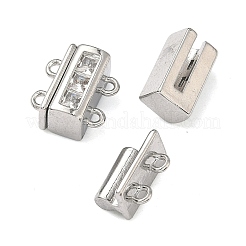 Brass Micro Pave Clear Cubic Zirconia Magnetic Clasps&nbsp;KK-C066-17P