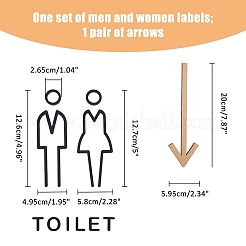 Wood Women Men & Arrows TOILET Sign Stickers&nbsp;DIY-FH0007-06