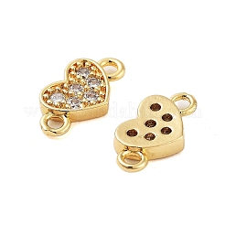 Rack Plating Brass Pave Clear Cubic Zirconia Heart Links Connector Charms&nbsp;KK-S379-26G